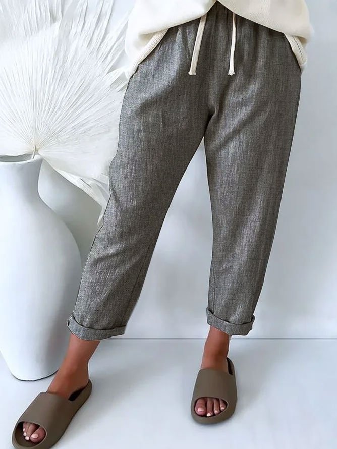 Plain Linen Cotton And Linen Pants