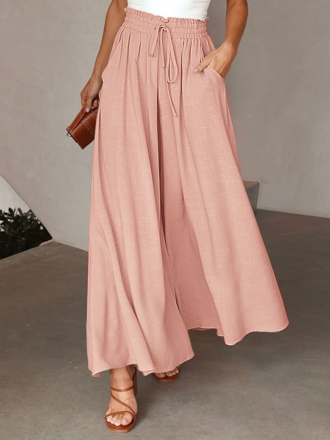 Polyester Fibre Loose Plain Pants