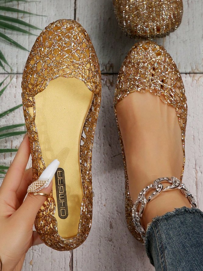 Casual Hollow Out Waterproof Flat Shallow Shoes