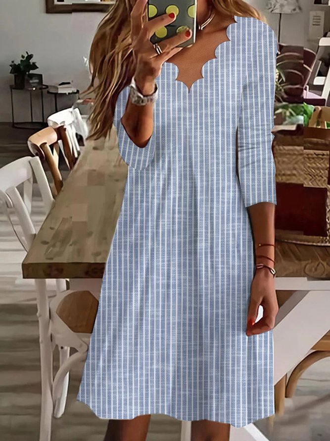 V Neck Casual Knitted Regular Fit Dress