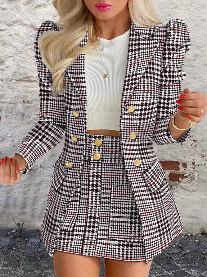 Shawl Collar Floral Casual Regular Fit Two-Piece Set