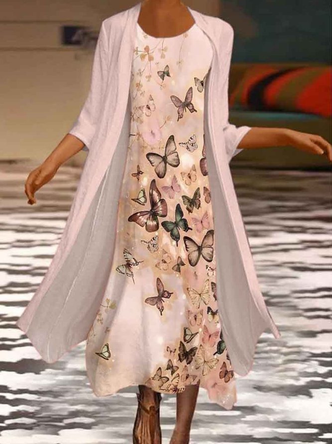 Casual Floral Crew Neck Regular Fit Two-Piece Set