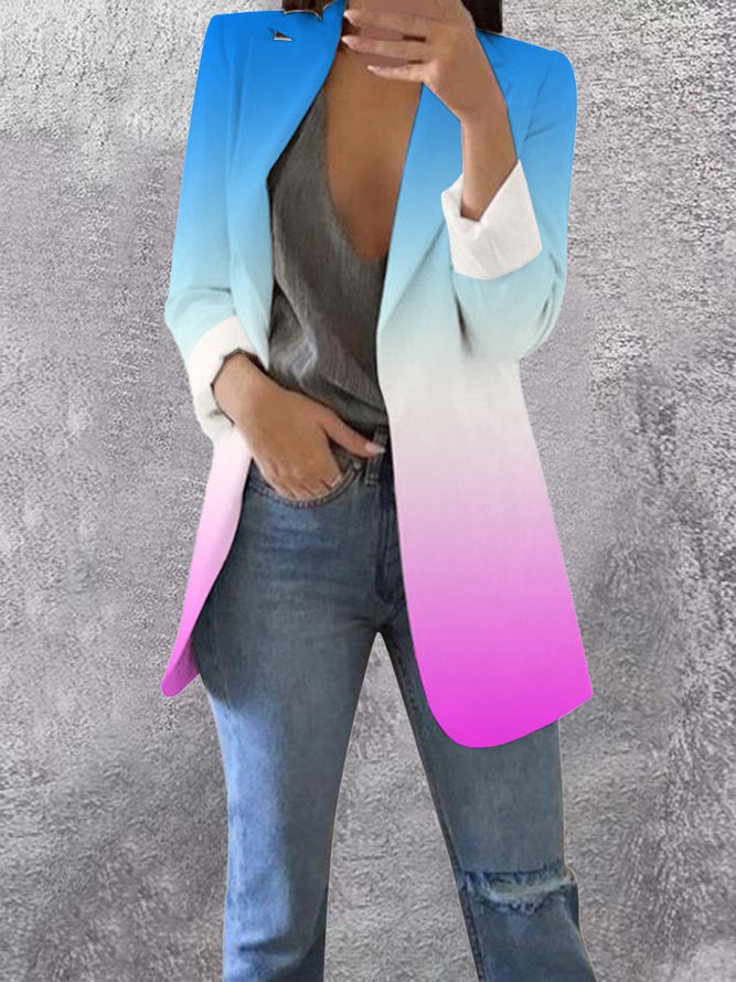 Casual Plaid Shawl Collar Regular Fit Blazer