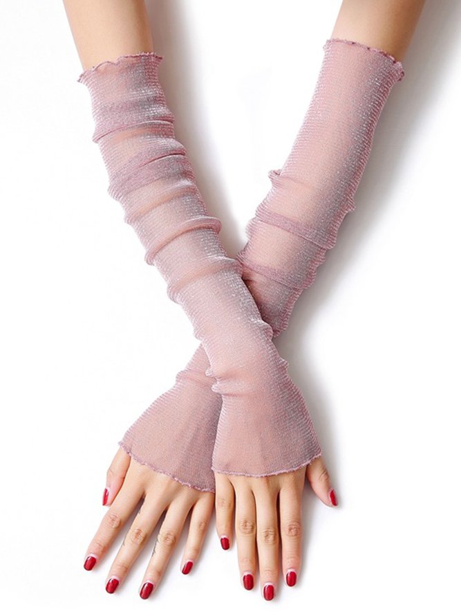 Elegant Glitter Mesh Sun Protection Party Gloves Sleeves Socks