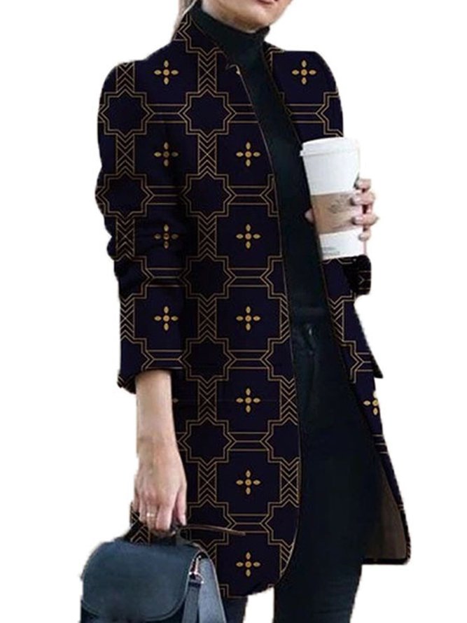 Urban Shawl Collar Regular Fit Abstract Blazer