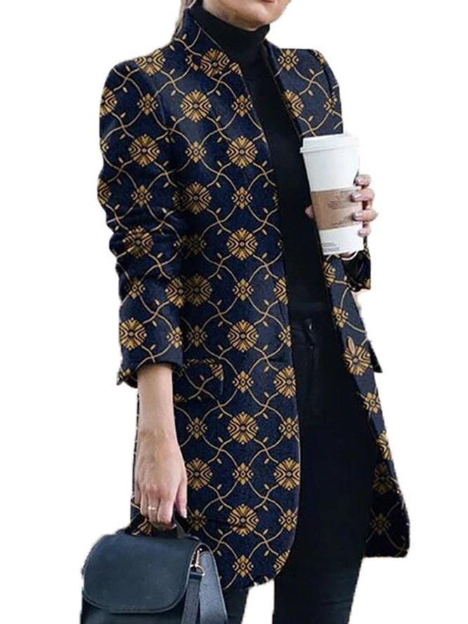 Urban Shawl Collar Regular Fit Abstract Blazer