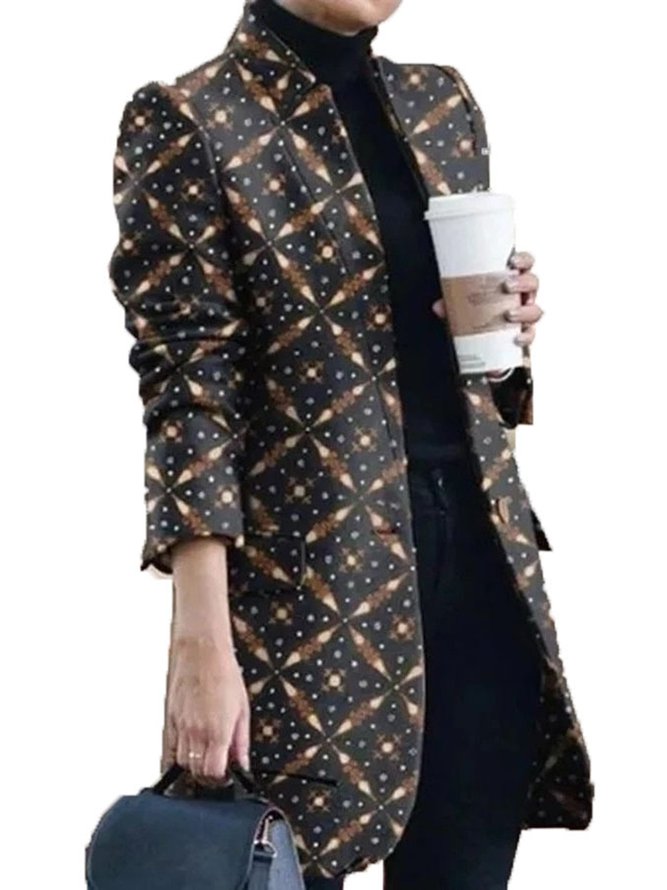 Urban Shawl Collar Regular Fit Abstract Blazer