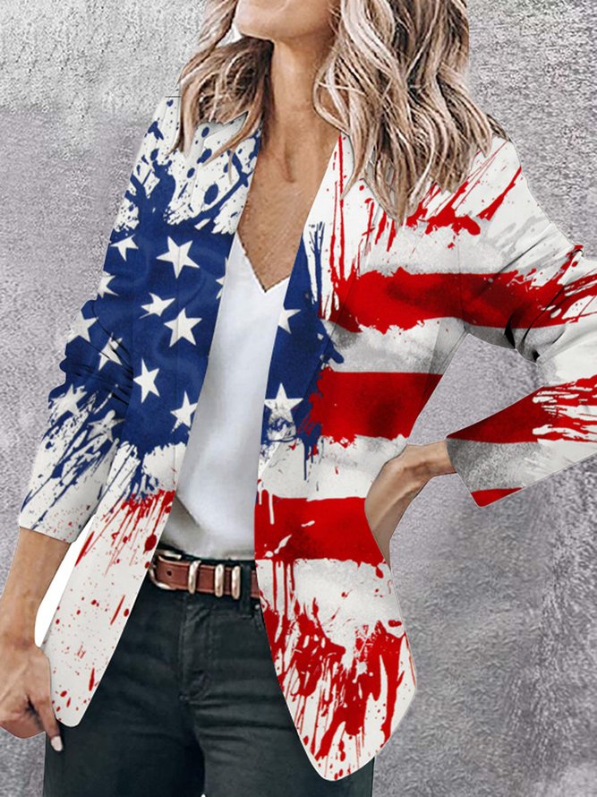 Casual America Flag Shawl Collar Regular Fit Blazer