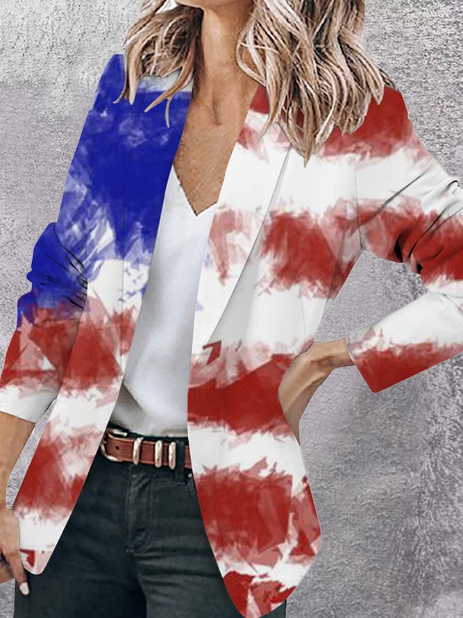 Casual America Flag Shawl Collar Regular Fit Blazer