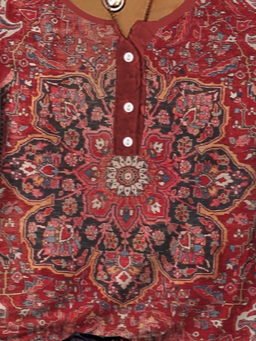 Casual Ethnic Knitted Crew Neck Shirt