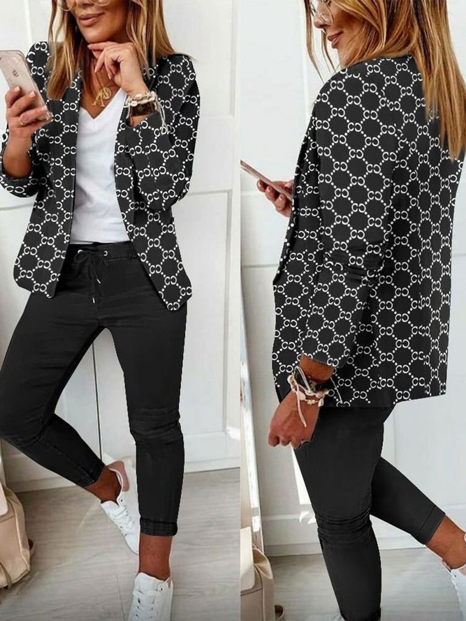 Casual Plaid Shawl Collar Regular Fit Two-Piece Set