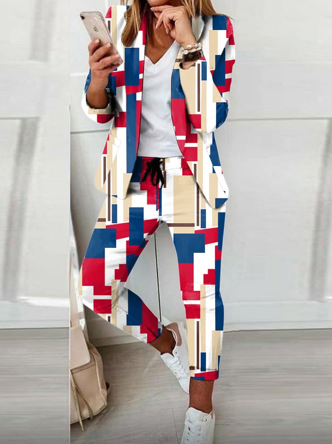 Casual Plaid Shawl Collar Regular Fit Two-Piece Set