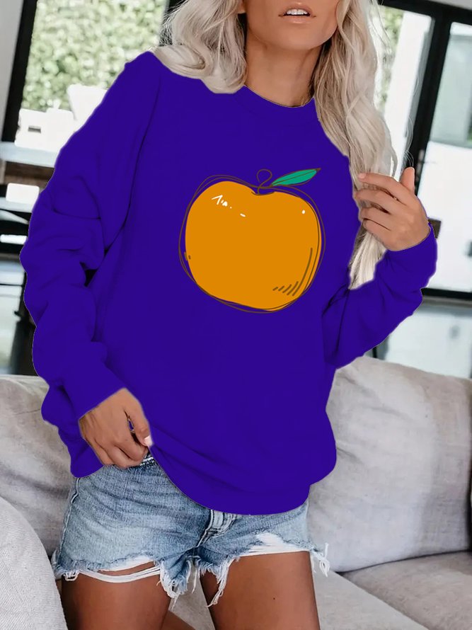 Loose Crew Neck Casual Fruit Sweatshirt