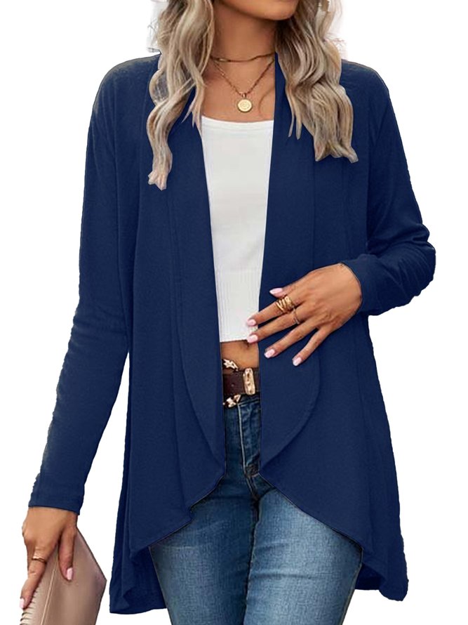 Draped Shape Plain Coat