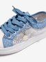 Denim Blue Lace Stitching Personalized Canvas Shoes