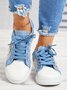 Denim Blue Lace Stitching Personalized Canvas Shoes