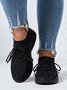 Mesh Platform Solid Color Lace-Up Flyknit Lightweight Soft Sole Slip-On Sneakers