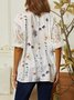 Floral Linen Linen Loose Shirt