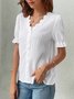 V Neck Plain Lace Elegant Shirt