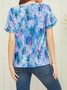 Casual Floral V Neck Loose T-Shirt