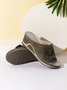 Wedge Heel Pu Leather Sandals & Slippers