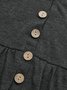 Women Plain Simple Autumn Buttoned Micro-Elasticity Loose Midi Long sleeve Regular Dresses