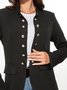 Solid Loose Stand Collar Jacket