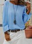 Loose Crew Neck Cotton Shirt & Blouses