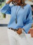 Loose Crew Neck Cotton Shirt & Blouses