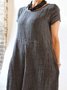 Cotton-Blend Loose Vacation Solid Summer Dress