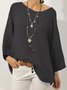 Loose Crew Neck Cotton Shirt & Blouses