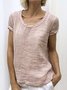 Casual Solid Linen T-shirt