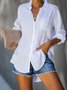 V Neck Cotton-Blend Fit Casual Shirt & Blouses