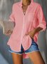 V Neck Cotton-Blend Fit Casual Shirt & Blouses
