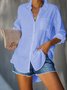 V Neck Cotton-Blend Fit Casual Shirt & Blouses