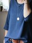 Crew Neck Solid Loose Casual Long Sleeve Tops