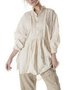 Long Sleeve Ruched Cotton Casual Blouse