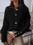 Fit Off Shoulder Sleeve Casual Plain Shirt & Blouses