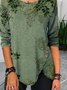 Loose Vintage Crew Neck Long Sleeve Top