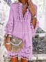 Notched Plain Fit Boho Dresses