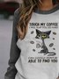 Black Cat Loose Raglan Sleeve Sweatshirt