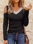 Jersey Casual Plain Fit Long Sleeve Top