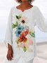 Floral Linen Loose Long Sleeve Top