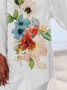 Floral Linen Loose Long Sleeve Top