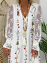 V Neck Floral Polyester Fibre Casual Boho Dress