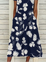 Floral Loose Crew Neck Vacation Dress