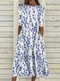 Floral Crew Neck Floral Dress