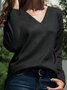 Casual V Neck Loose Long Sleeve Top