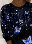 Butterfly Crew Neck Casual Sweatshirt