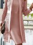 Women Plain Autumn Elegant Polyester Natural Daily Tight Long sleeve Regular Two-Piece Set
